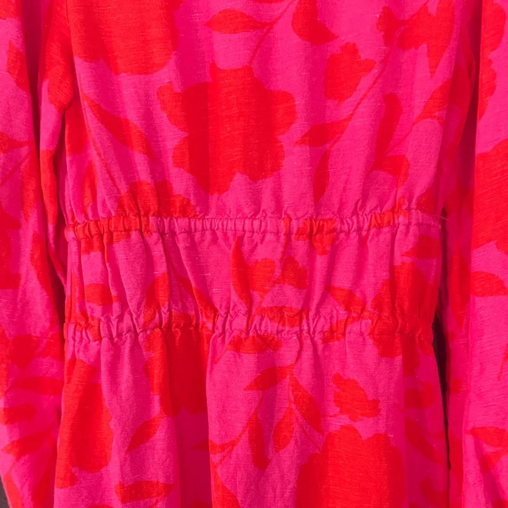 KATE SPADE X TARGET Pink Red Floral Midi Dress XXS Long Sleeve Feminine - Picture 9 of 9